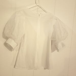 Gumuxi, white, beautiful  puffy sleeve blouse